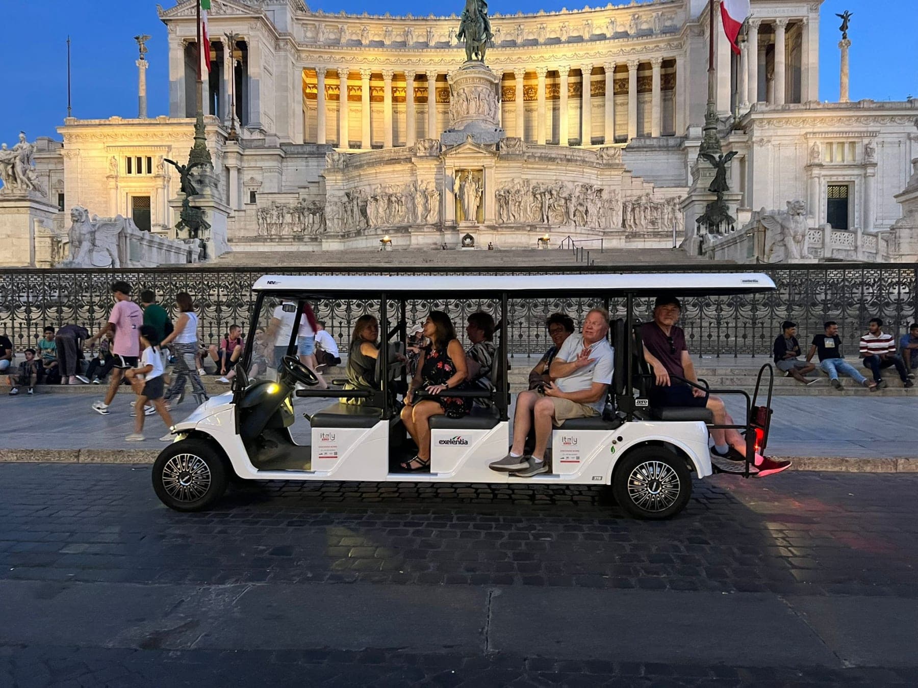 Golf cart route through the historic streets of Rome
